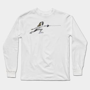 Fencing Girl Watercolor Illustration Long Sleeve T-Shirt